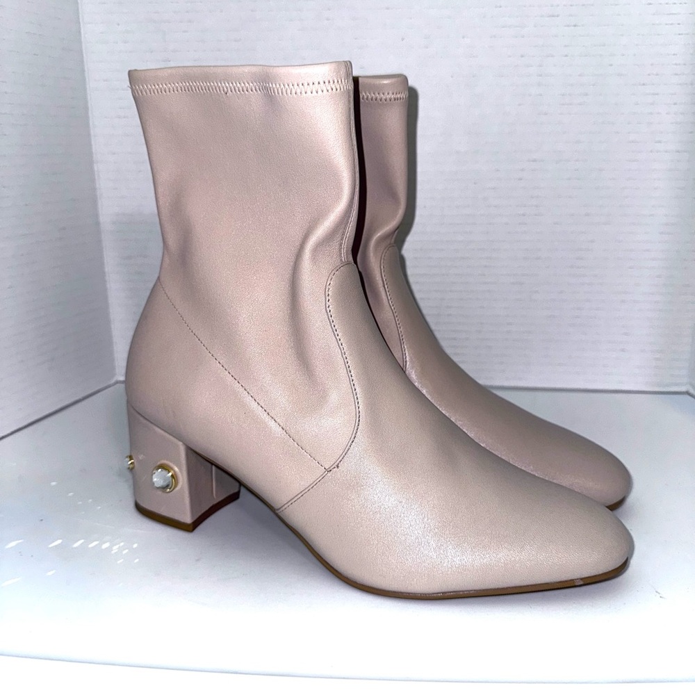 Stuart Weitzman Allshine 60 Cream Jewel Heel Ankle Boots 10